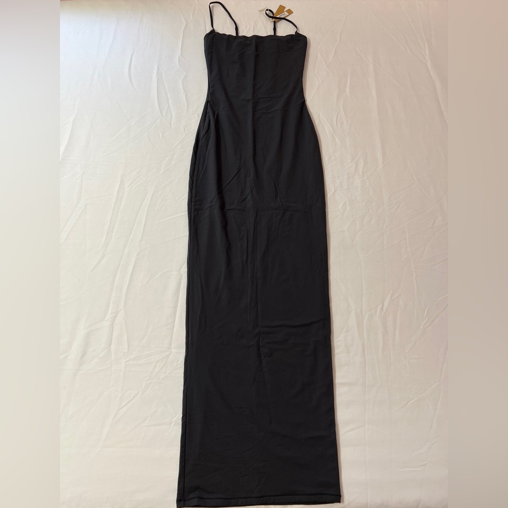 SKIMS Fits Everybody Slip Maxi Long Bodycon Dress Black - Picture 2 of 4